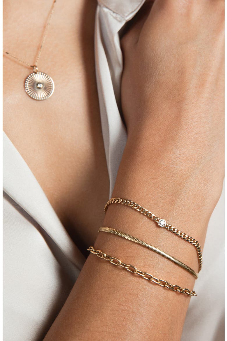 14K Gold Flat Snake Chain Bracelet, Alternate, color, 14K YELOW GOLD