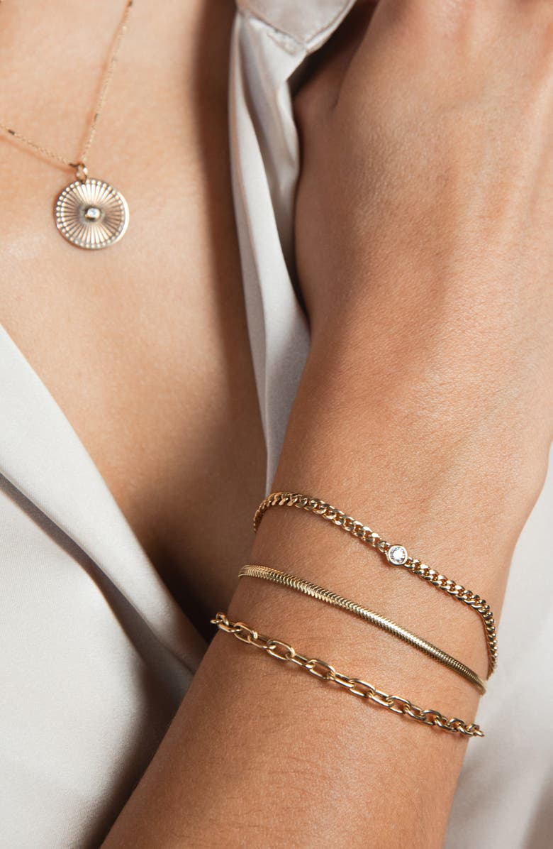 Zoë Chicco 14K Gold Flat Snake Chain Bracelet, Alternate, color, 14K Yellow Gold