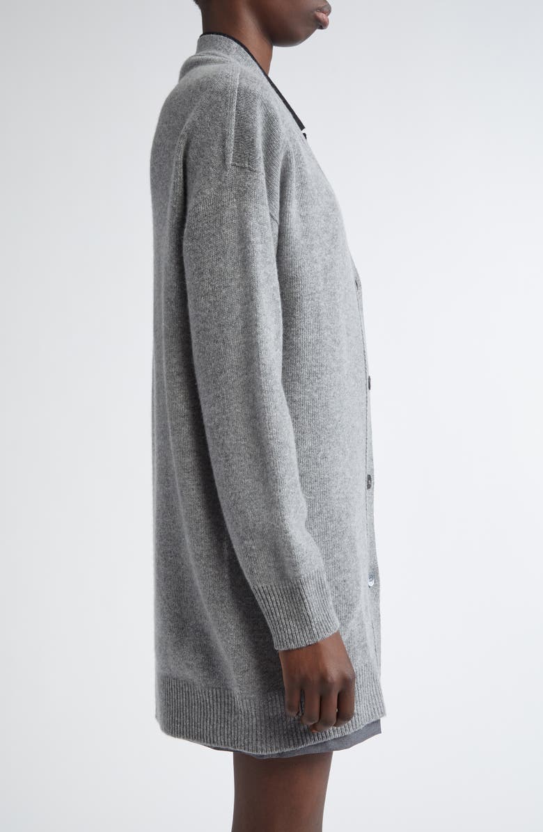 Marni Embroidered Logo Oversize Virgin Wool & Cashmere Cardigan, Alternate, color, 