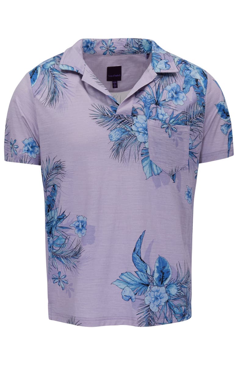 Lords of Harlech Mali Floral Lavender Mens Wool Johnny Collar Polo, Alternate, color, Mali Floral Lavender