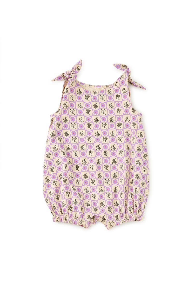 Tea Collection Tie Shoulder Baby Romper, Main, color, Tile Floral