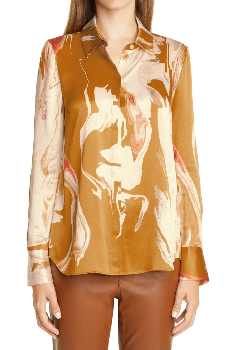 Lafayette 148 New York Scottie Silk Blouse, Main, color,