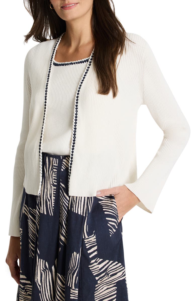 NIC+ZOE Trim Rib Cardigan, Main, color, Classic Cream