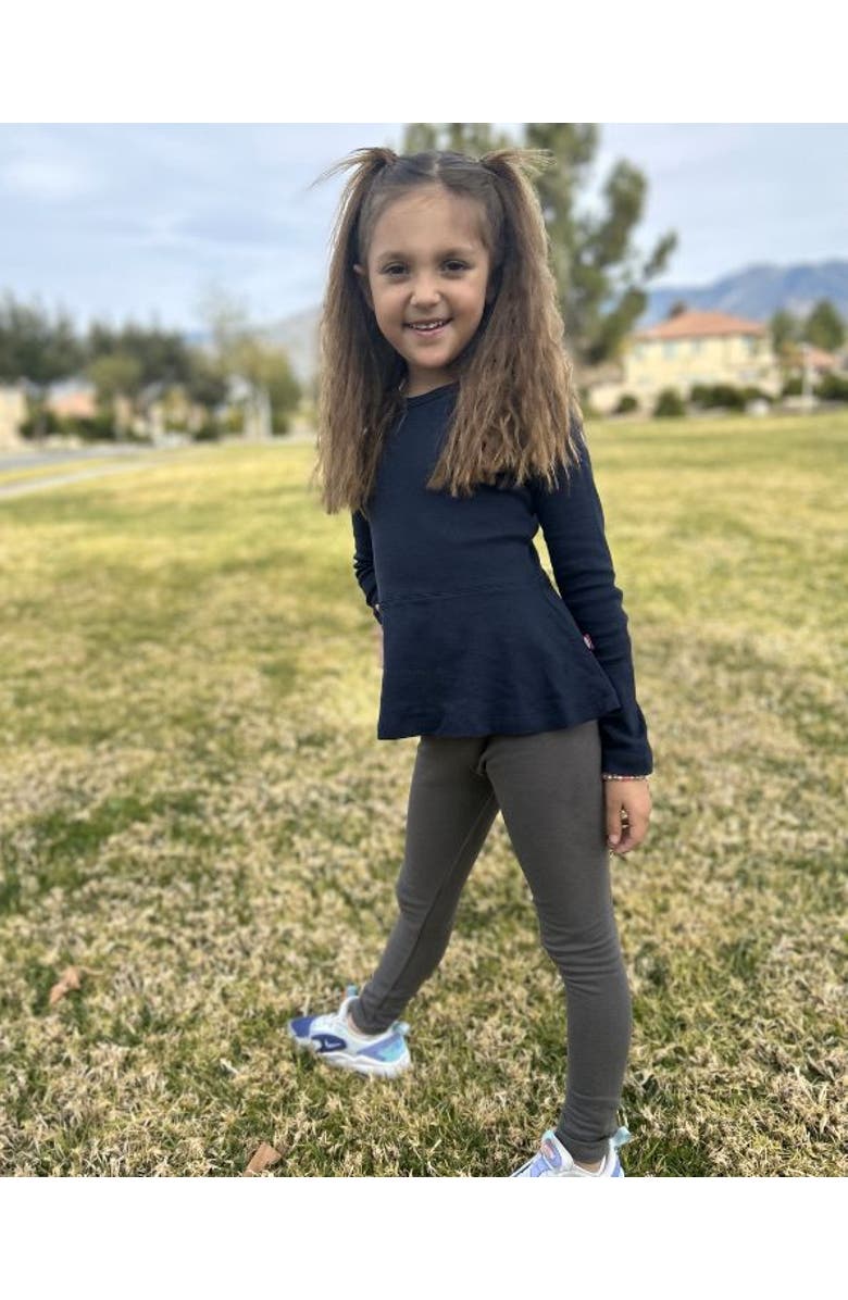 CITY THREADS Girls Soft Cotton Long Sleeve Peplum Tee, Alternate, color, White