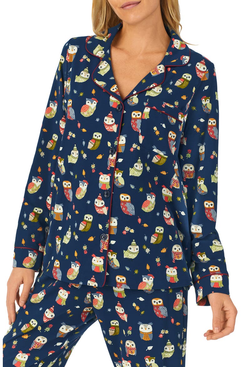 Stretch Organic Cotton Pajamas, Alternate, color, AUTUMN OWLS