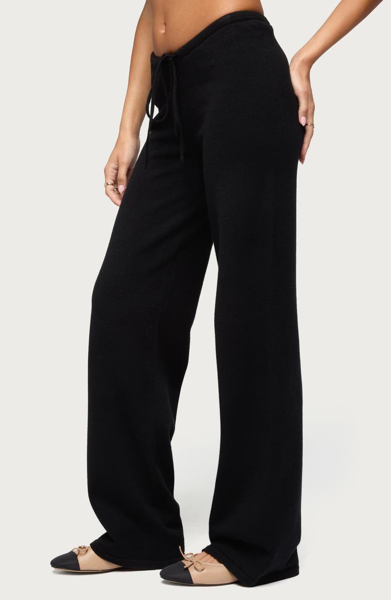 EDIKTED Montanna Low Rise Knit Drawstring Pants, Alternate, color, Black
