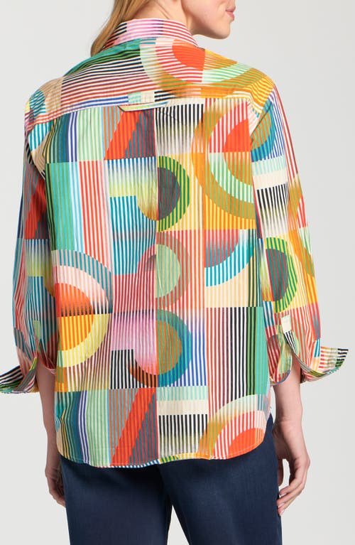 Apny Boyfriend Poplin Button-up Shirt In Multi
