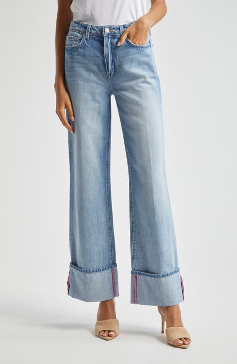 Miley High Waist Cuff Wide Leg Jeans