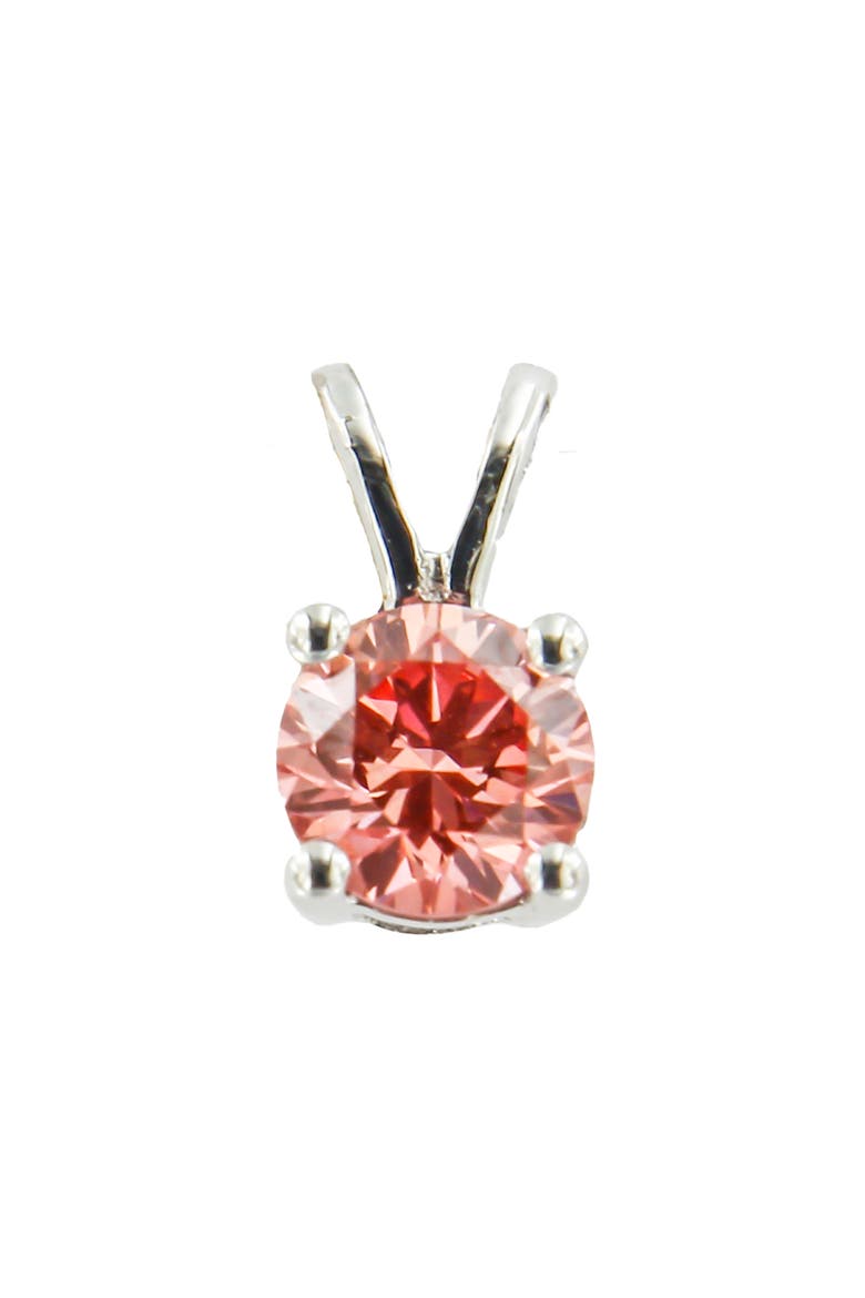 10K Gold 1/4 Cttw Colored Grown Diamond Solitaire Pendant Necklace, Alternate, color, Pink Diamond
