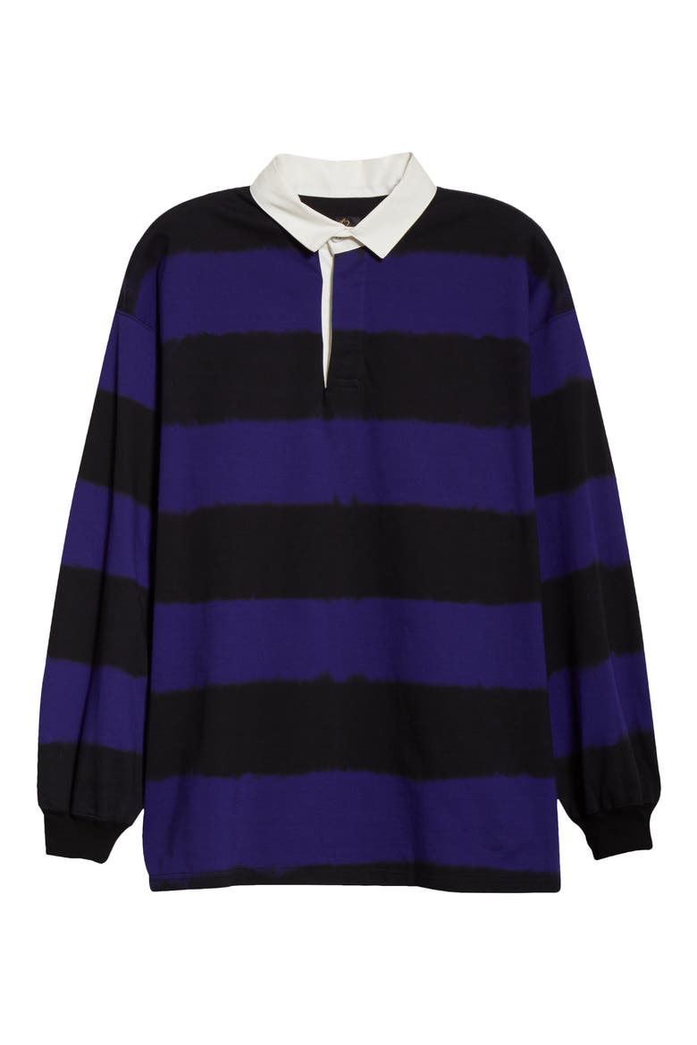 Stripe Rugby Polo Shirt, Alternate, color, PURPLE BLACK