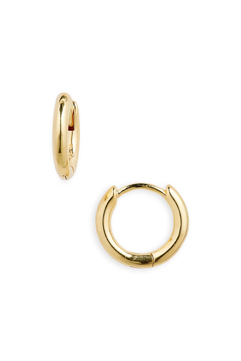 Demi-Fine Huggie Hoop Earrings, Main, color, 14K GOLD