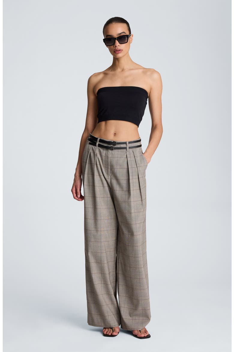 High Waist Double Belt Wide Leg Pleated Trousers, Alternate, color, SAFARI TAN MLT