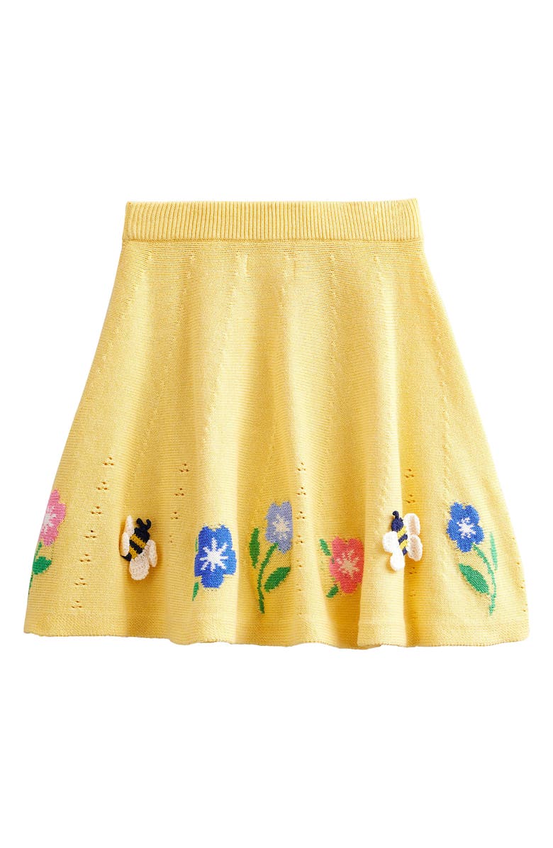 Mini Boden Kids' Intarsia Floral Cotton Sweater Skirt, Alternate, color, 