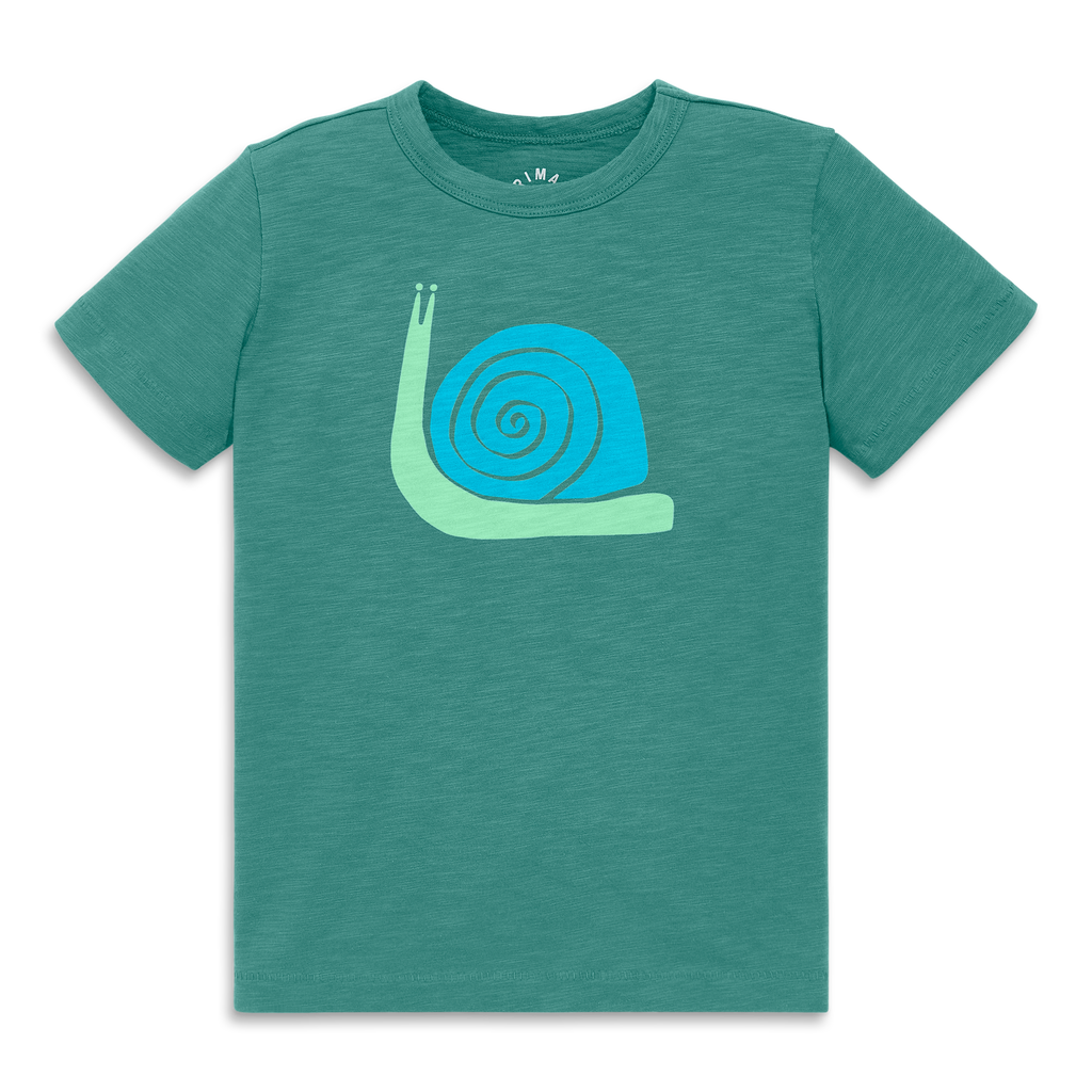 Primary Kids Snail Tee In Sunwashed Teal Snail