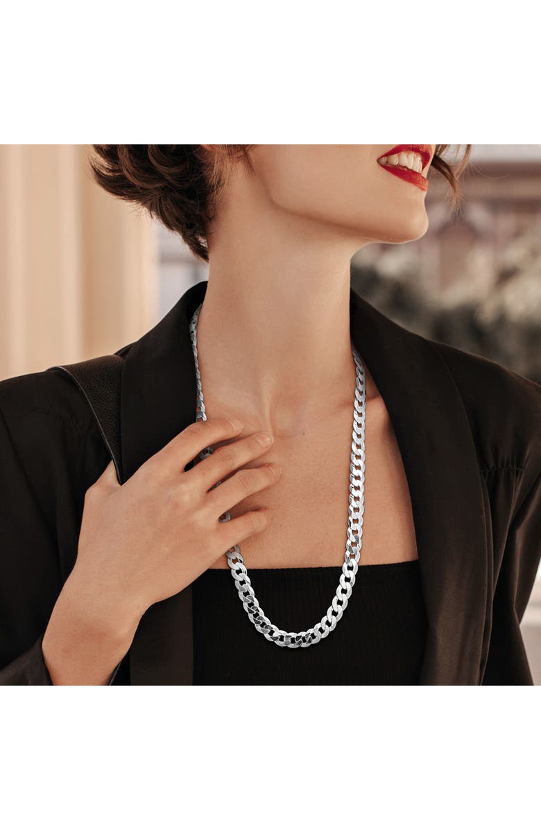 DELMAR Sterling Silver Bevel Curb Chain Necklace, Alternate, color, Silver