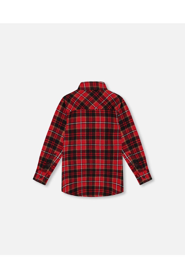 Little Boy's Long Sleeve Button Down Flannel Shirt Plaid Black And Red, Alternate, color, Red Plaid