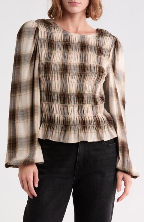 Smocked Long Sleeve Top