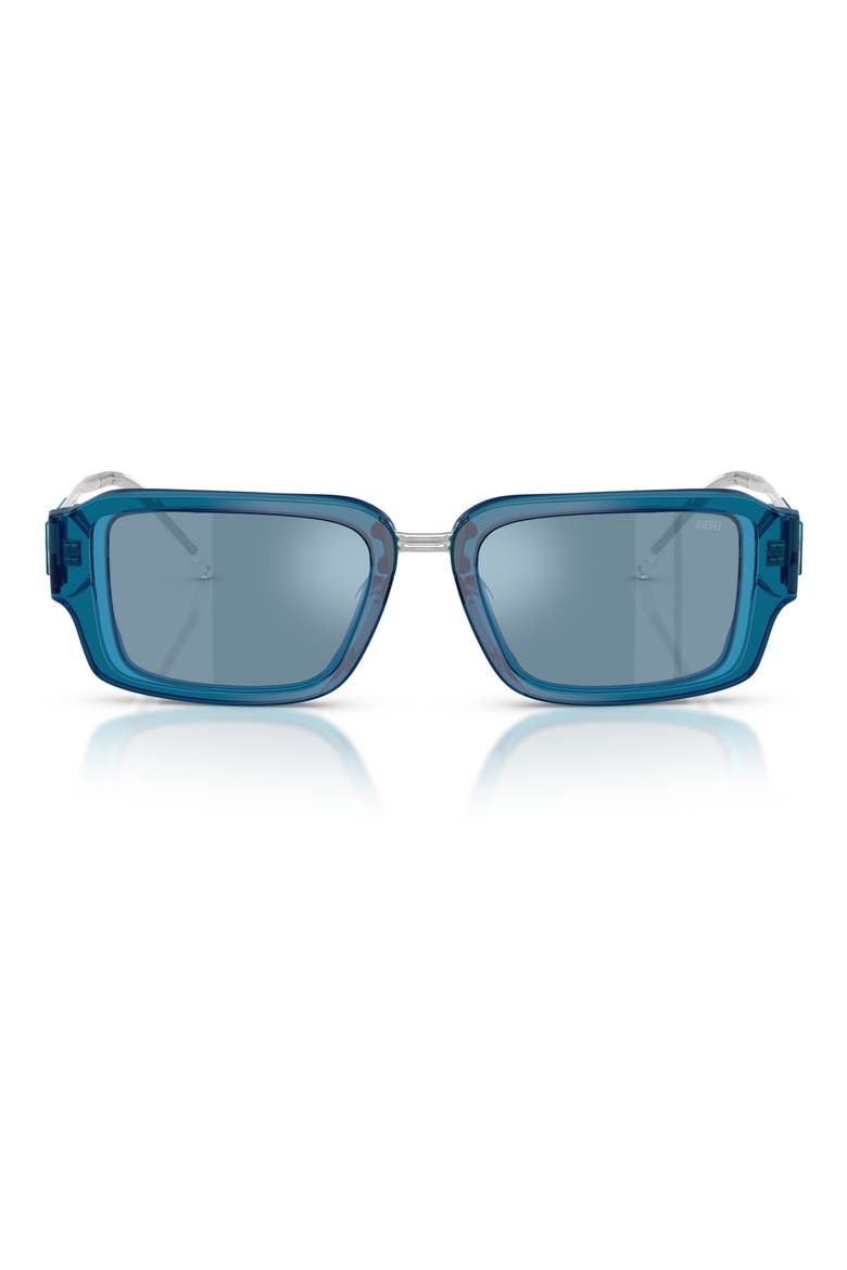 52mm Rectangular Sunglasses, Main, color, BILAYER BLUE TRANSPARENT/ BLUE