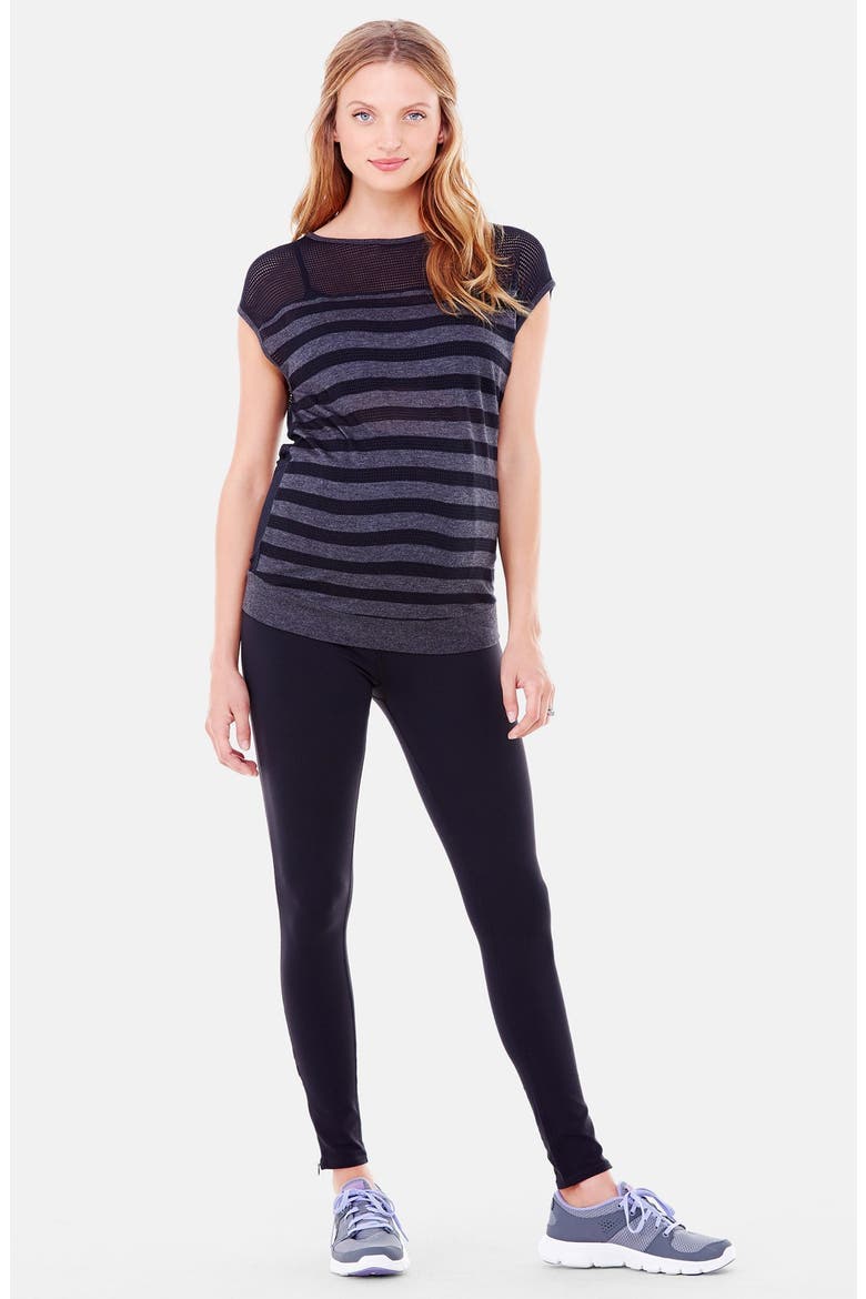 Ingrid & Isabel® Stripe Mesh Maternity Top, Alternate, color, BLACK/CHARCOAL HEATHER
