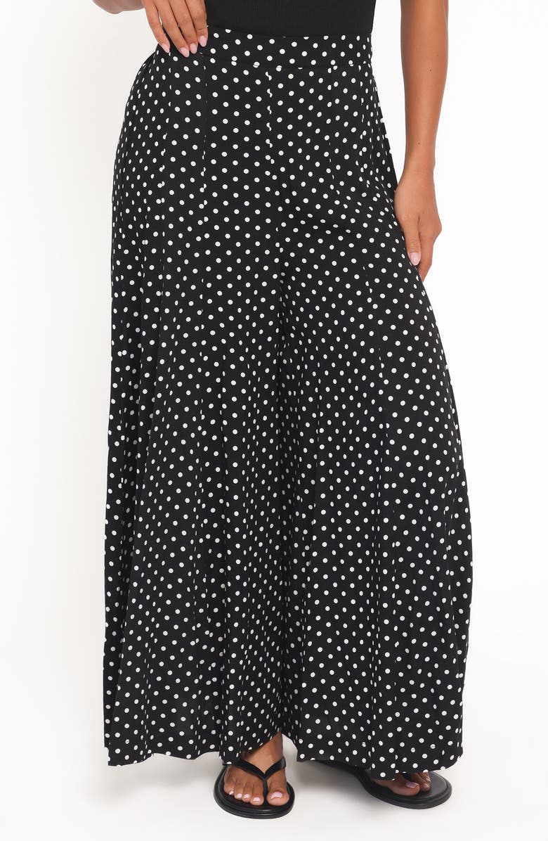 Petal & Pup Neveah Polka Dot Wide Leg Pants, Main, color, Black Polka Dot