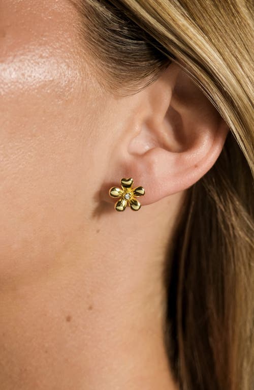 Sterling Forever Jocelyn Cubic Zirconia Flower Stud Earrings In Gold