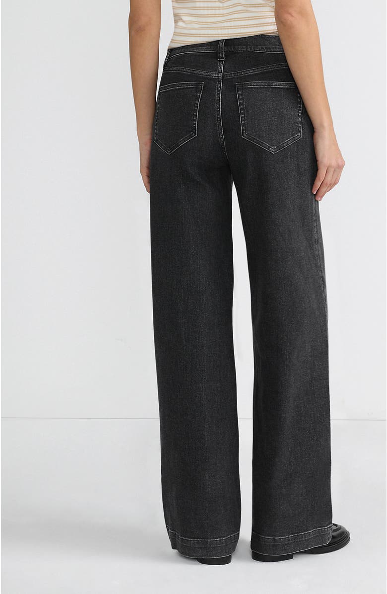 Lands' End Recover High Rise Wide Leg Blue Jeans, Alternate, color, Black Stone Wash