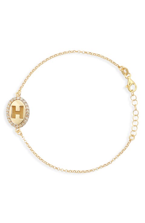 Diamond Initial Disc Bracelet