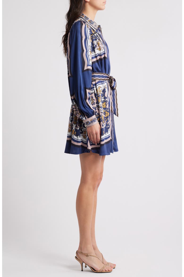 Charisma Long Sleeve Satin Minidress, Alternate, color, FLORAL ANISE