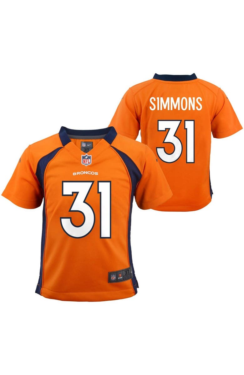 Nike Toddler Nike Justin Simmons Orange Denver Broncos Game Jersey, Main, color,