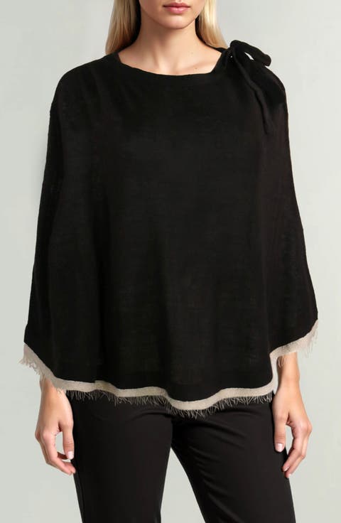 Merino Wool Blend Knit Poncho