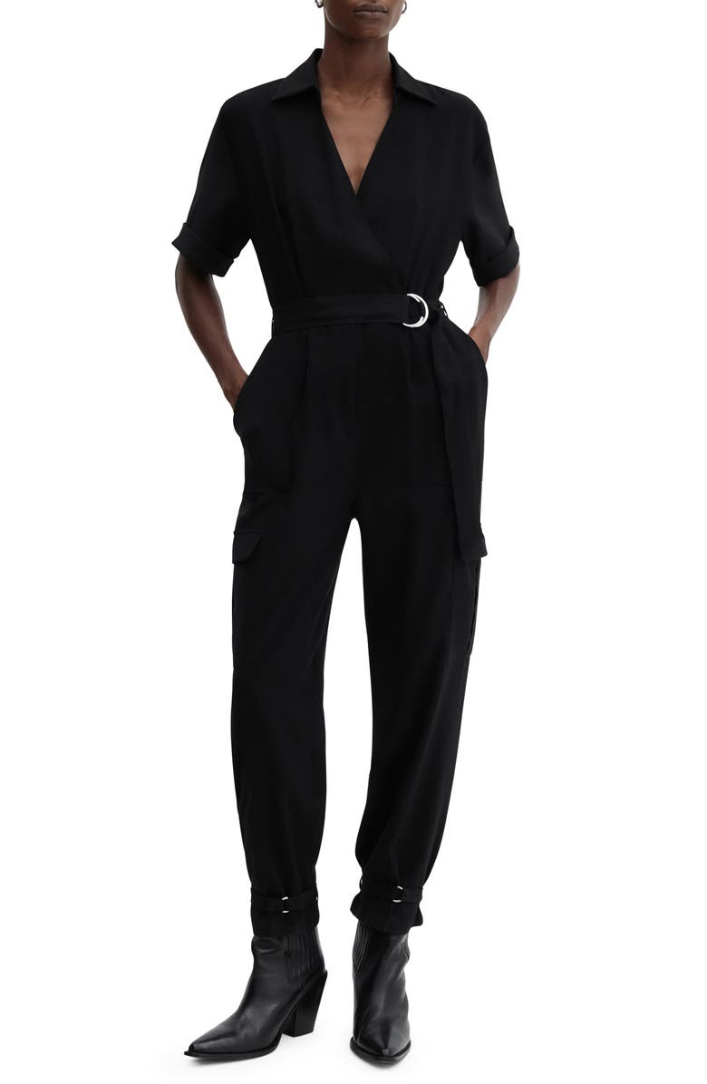 MANGO Belted Jumpsuit, Main, color,