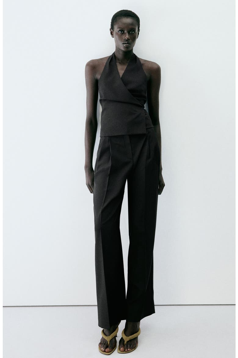 Roma Straight Leg Tailored Trousers, Alternate, color, BLACK