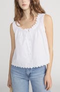FRAME The Serene Eyelet Trim Cotton Top