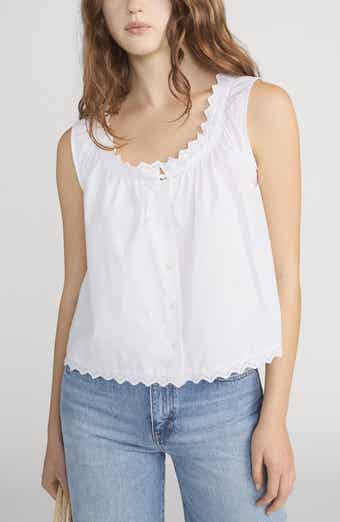 The Serene Eyelet Trim Cotton Top