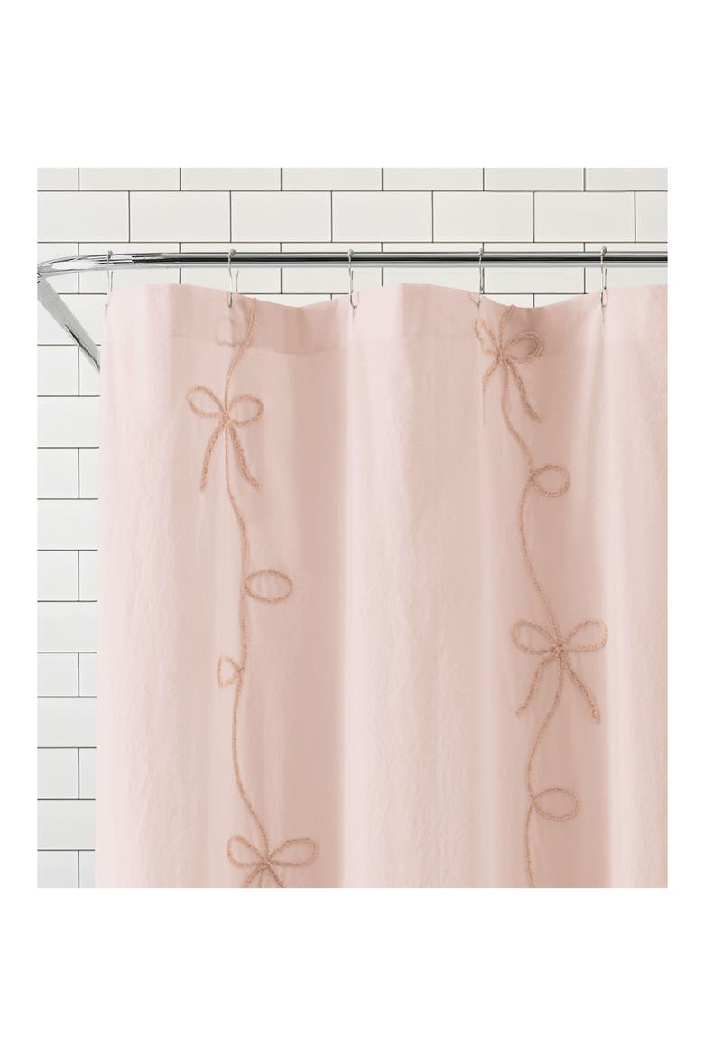 Sasha Bows Shower Curtain, Alternate, color, BLUSH