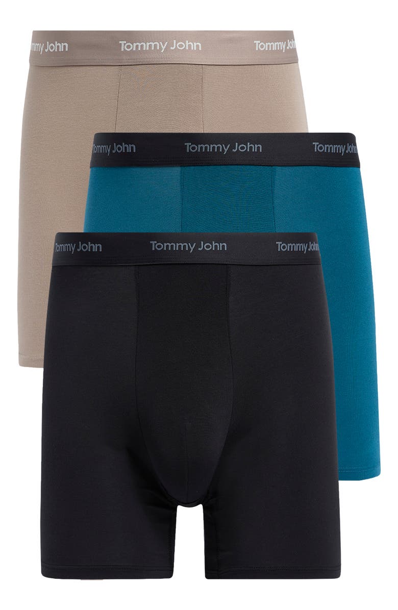 Tommy John Essential Second Skin Boxer Briefs, Main, color, Black, Legion Blue, Cinder