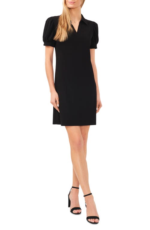 CeCe Knit Polo Minidress in Rich Black 