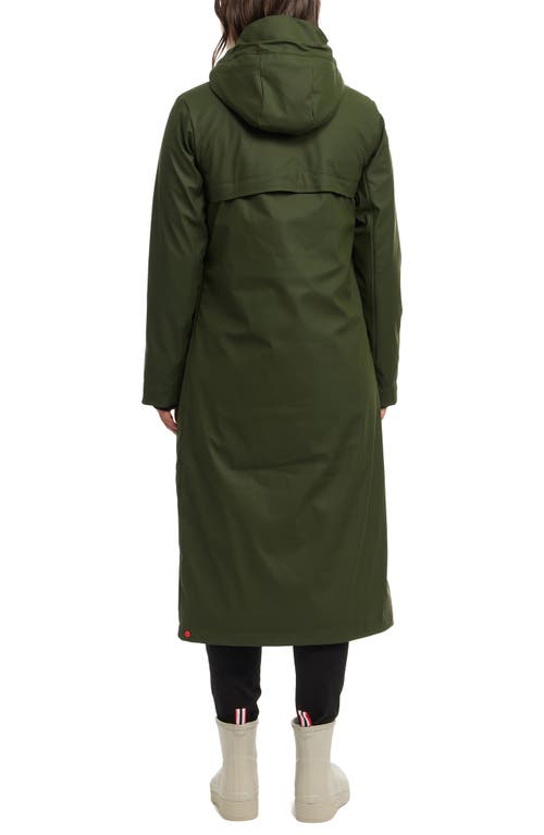 Hunter Sammy Waterproof Faux Fur Lined Hood Insulated Raincoat In Green