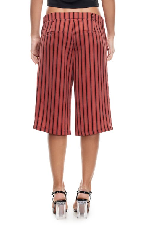 Lioness Kurt Stripe Low Rise Bermuda Shorts In Crimson Pinstripe