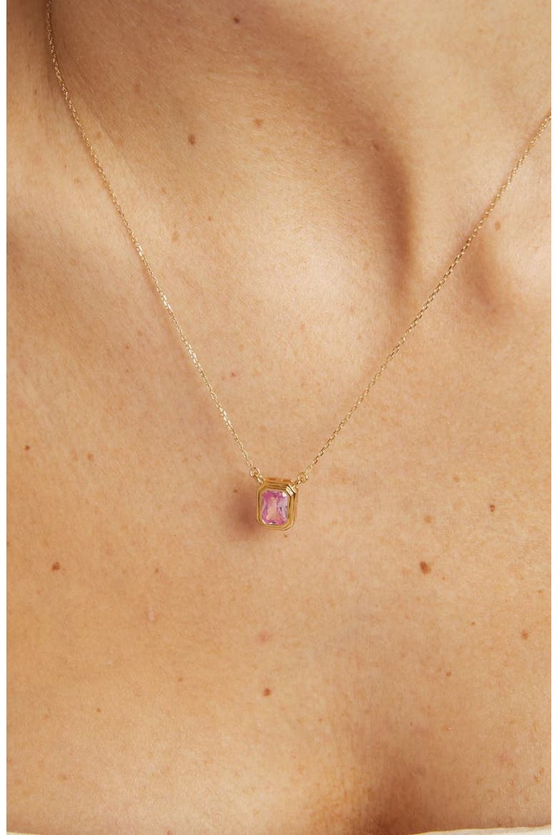 Lab Grown Pink Sapphire Heirloom Necklace, Alternate, color, Yellow Gold Vermeil