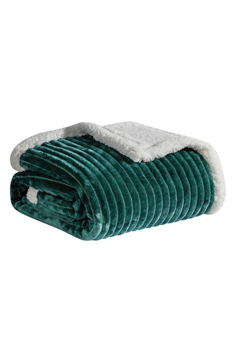 Plush Reversible Plain Weave Corduroy Faux Shearling Blanket