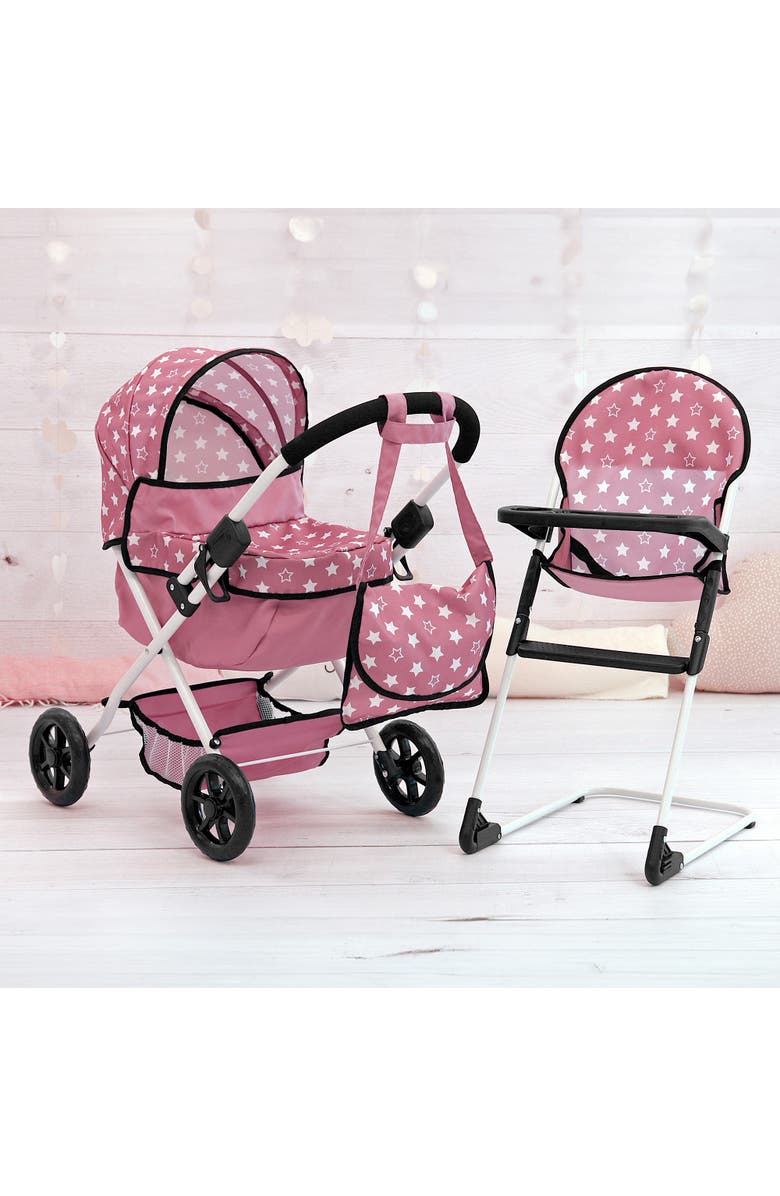 Bayer Design Cozy 3Piece Set Pram, Highchair & Bag For Dolls Up To 18 Inches, Alternate, color, Multicolored