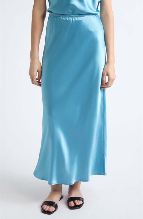 Barb Satin Midi Skirt