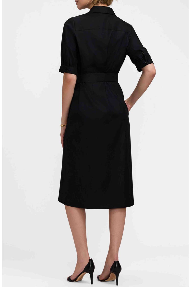 Esther Belted Floral Embroidered Cotton Blend Shirtdress, Alternate, color, BLACK/ WHITE