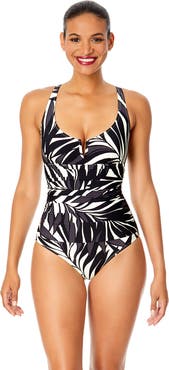 Anne Cole Women's Palm Chic V-Wire One Piece Swimsuit