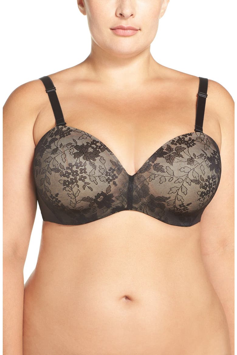 Convertible Strapless Underwire Push-Up Bra, Alternate, color, BLACK