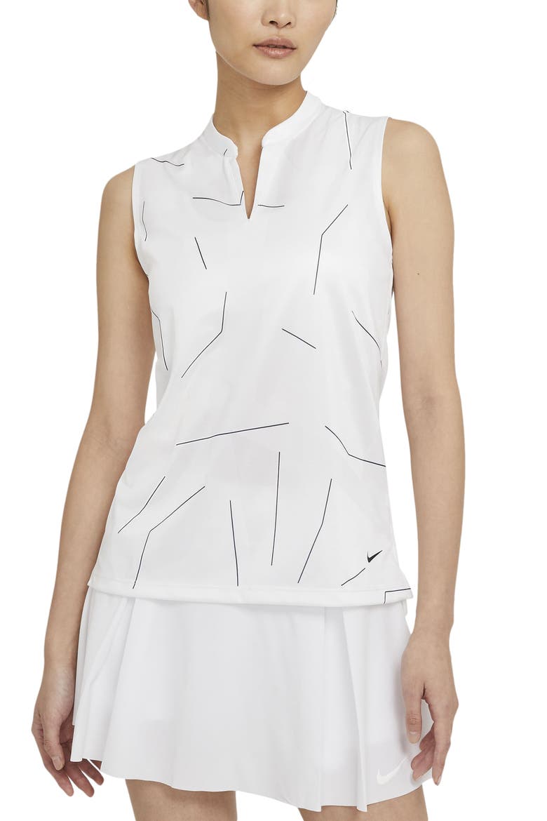 Breathe Sleeveless Golf Shirt, Main, color, WHITE/ BLACK/ BLACK