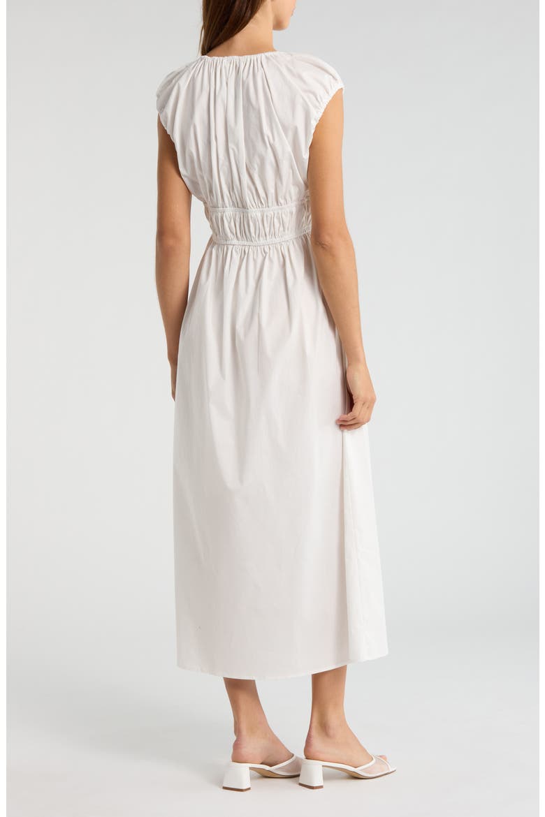 Liv Ruched Stretch Cotton Poplin Midi Dress, Alternate, color, IVORY