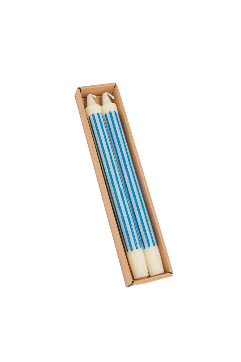 2-Piece Unscented Vertical-Striped Taper Candles, Main, color, Blue