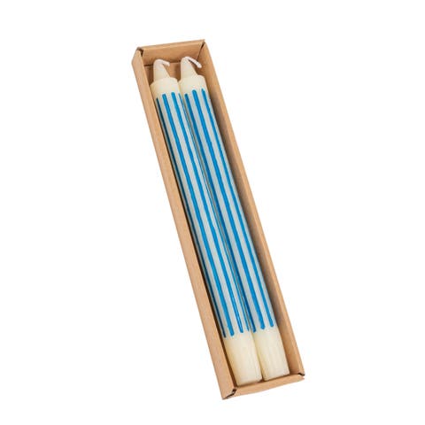2-Piece Unscented Vertical-Striped Taper Candles